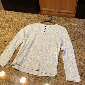 White and grey, long sleeve shirt. Cotton blend. Rustic souls. Medium .